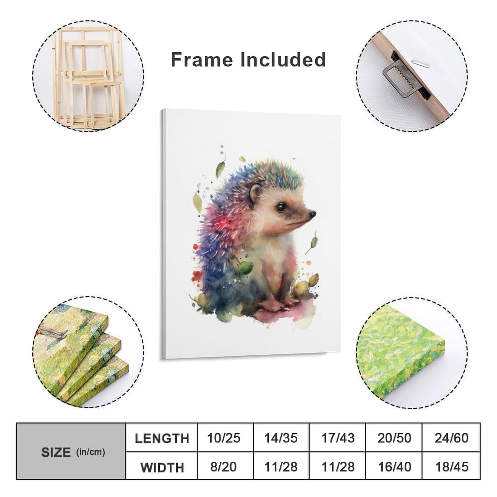 Amazon.co.jp: 絵画 かわいいハリネズミの水彩画インテリア 絵画